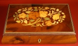 GIGLIO Spieluhr 148618 - Holzschatulle Blumen-Intarsien BR